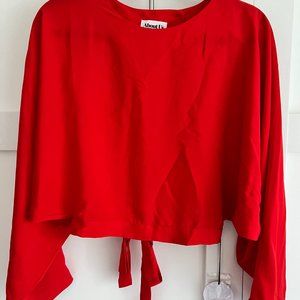 About Us Open Back Red Blouse